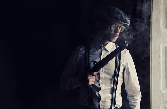 Man with gun. 