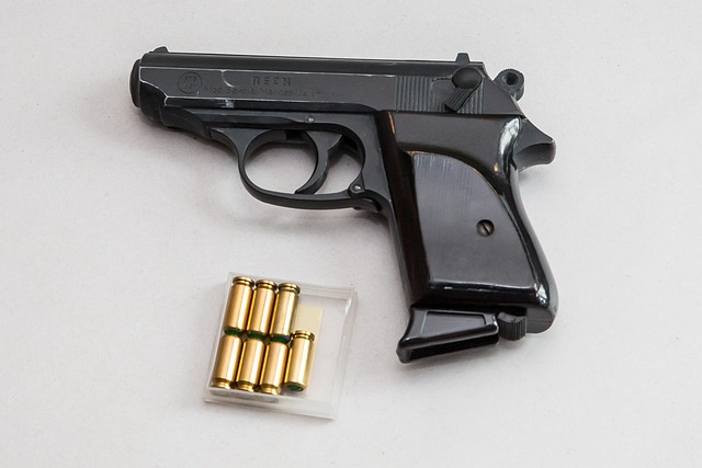 Gun with bullets. 